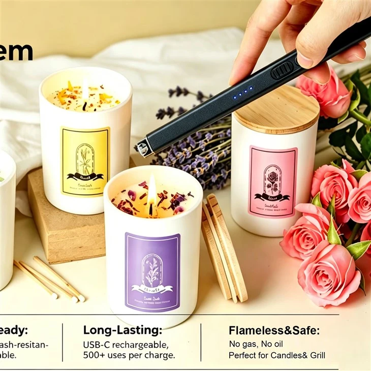 USB-C Rechargeable Electric Candle Lighter With Triple Safety Lock & 7s Auto-Shut Off suppliers